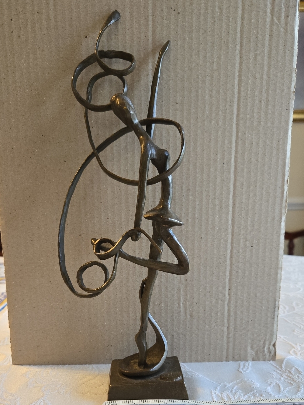 Bronze Brutalist Ballerina Signed 13" X 5" X 2.5"